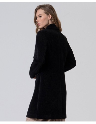 Abrigo recto con forro estampado. Negro