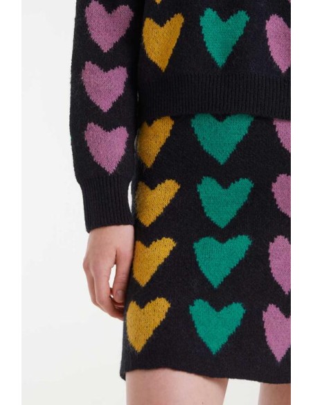 FALDA CORTA DE PUNTO JACQUARD CON ESTAMPADO CUPIDO LINES.