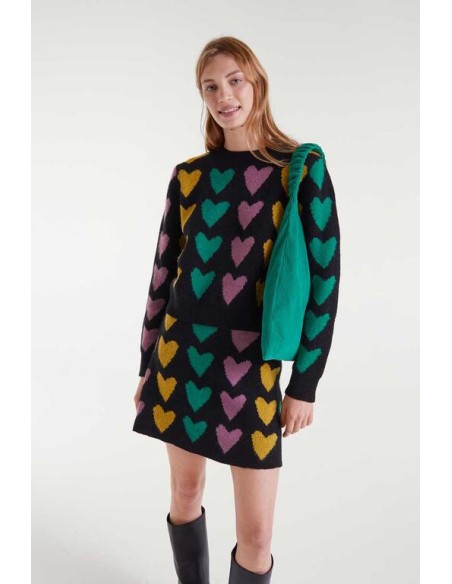 FALDA CORTA DE PUNTO JACQUARD CON ESTAMPADO CUPIDO LINES.