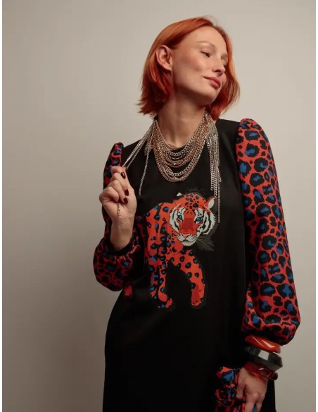 VESTIDO ABULLONADO TIGRE CAYE.