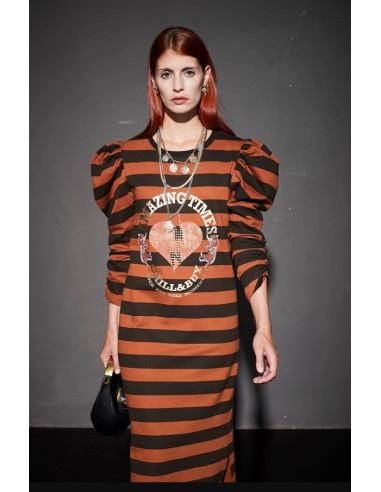 VESTIDO LARGO RAYAS AMAZING TIMES BROWN.