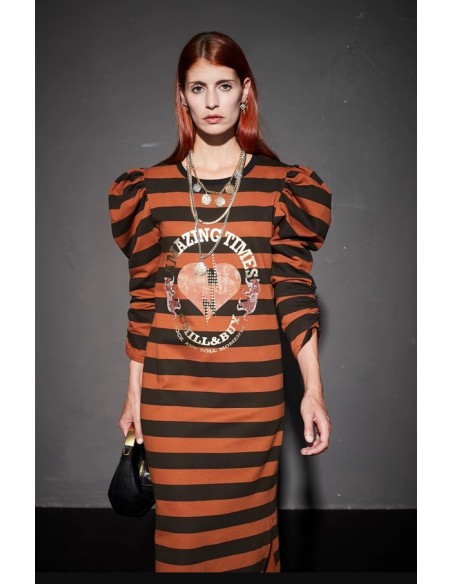 VESTIDO LARGO RAYAS AMAZING TIMES BROWN.