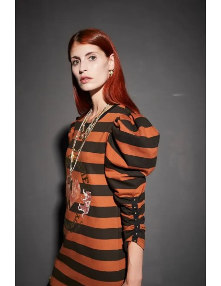 VESTIDO LARGO RAYAS AMAZING TIMES BROWN.