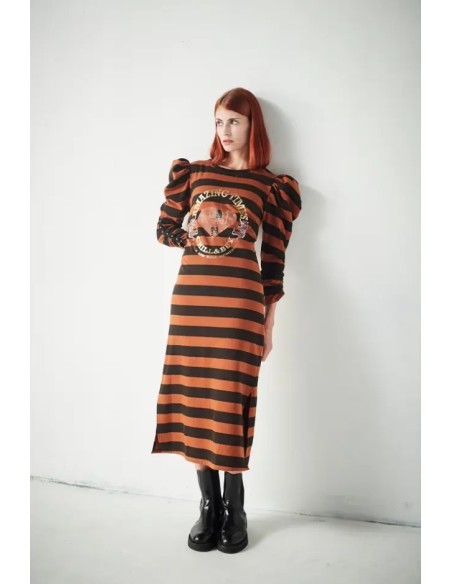 VESTIDO LARGO RAYAS AMAZING TIMES BROWN.