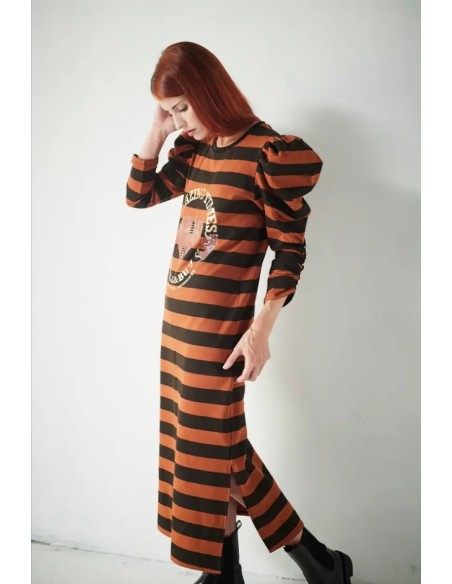 VESTIDO LARGO RAYAS AMAZING TIMES BROWN.