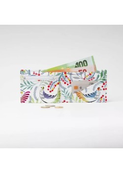 Cartera billetero,tarjetero y monedero,Floralidad Pájaro.tyvek.