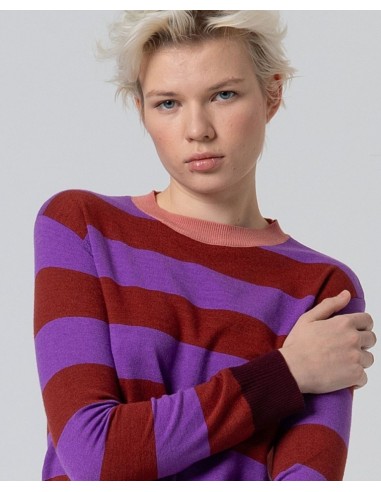 JERSEY CUELLO REDONDO A RAYAS MORADO.