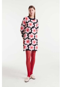 VESTIDO CORTO DE PUNTO JACQUARD CON ESTAMPADO SWEETHEART.