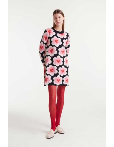 VESTIDO CORTO DE PUNTO JACQUARD CON ESTAMPADO SWEETHEART.