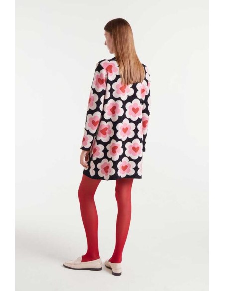 VESTIDO CORTO DE PUNTO JACQUARD CON ESTAMPADO SWEETHEART.