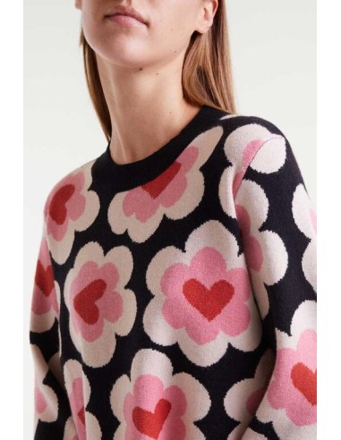 VESTIDO CORTO DE PUNTO JACQUARD CON ESTAMPADO SWEETHEART.