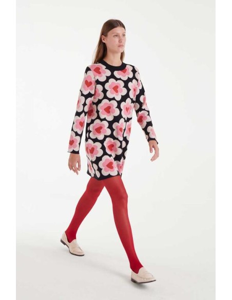 VESTIDO CORTO DE PUNTO JACQUARD CON ESTAMPADO SWEETHEART.