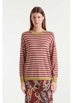 JERSEY DE PUNTO DE RAYAS MARRÓN Y BLANCO.