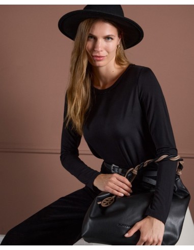 CAMISETA CUELLO REDONDO DE VISCOSA Y BAMBÚ.