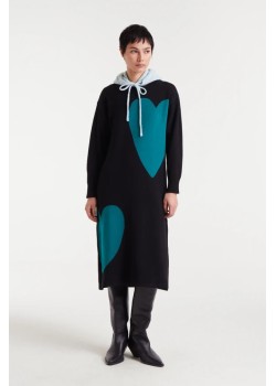 VESTIDO MIDI JACQUARD CON ESTAMPADO SUPER GREEN HEART.