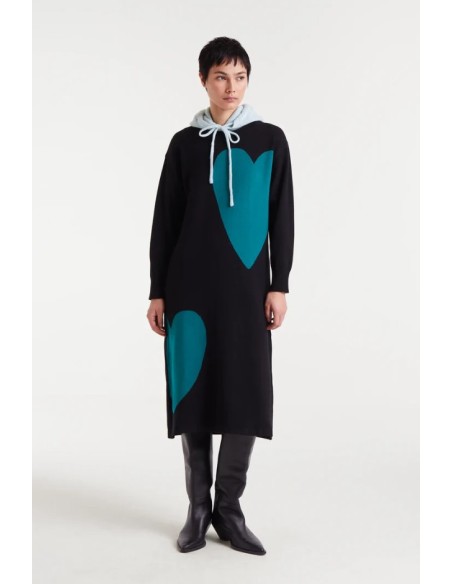 VESTIDO MIDI JACQUARD CON ESTAMPADO SUPER GREEN HEART.