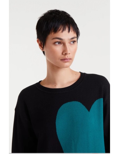 VESTIDO MIDI JACQUARD CON ESTAMPADO SUPER GREEN HEART.