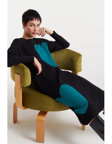 VESTIDO MIDI JACQUARD CON ESTAMPADO SUPER GREEN HEART.