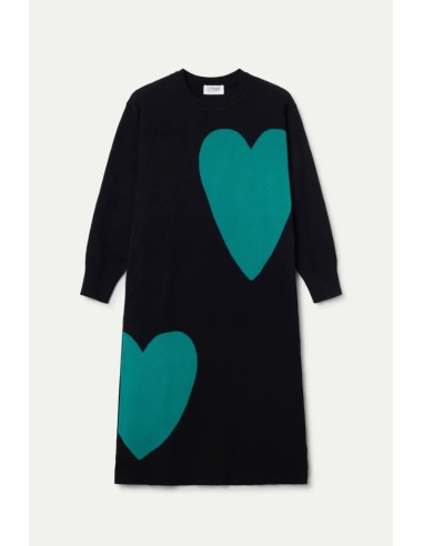 VESTIDO MIDI JACQUARD CON ESTAMPADO SUPER GREEN HEART.