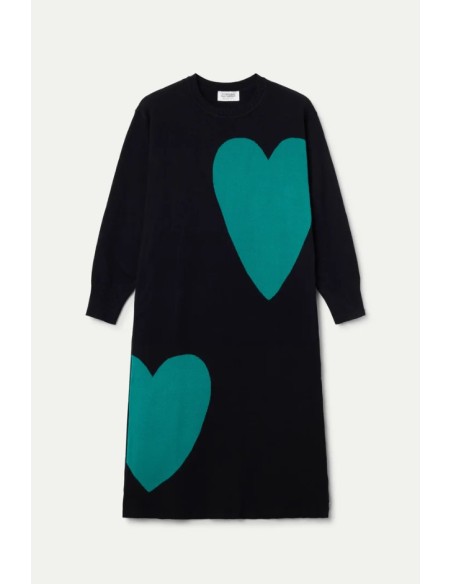 VESTIDO MIDI JACQUARD CON ESTAMPADO SUPER GREEN HEART.