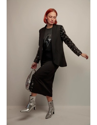 BLAZER SMOKING MANGAS LENTEJUELAS.