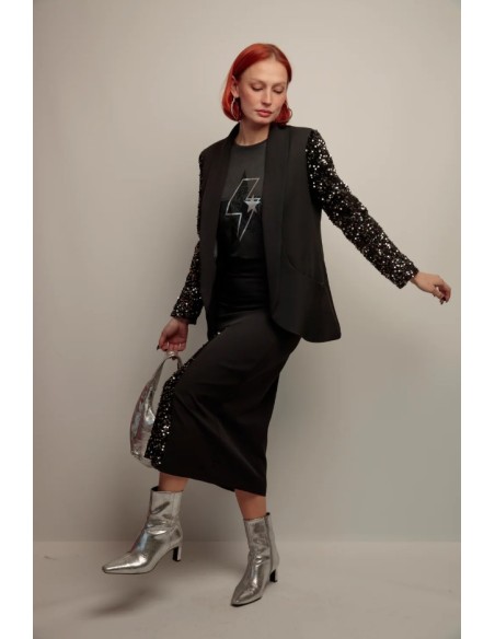 BLAZER SMOKING MANGAS LENTEJUELAS.