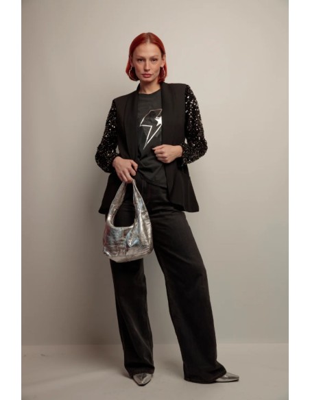 BLAZER SMOKING MANGAS LENTEJUELAS.