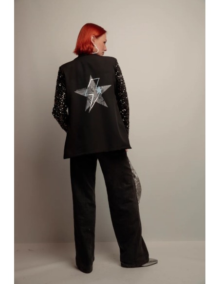 BLAZER SMOKING MANGAS LENTEJUELAS.