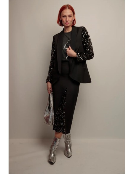 BLAZER SMOKING MANGAS LENTEJUELAS.