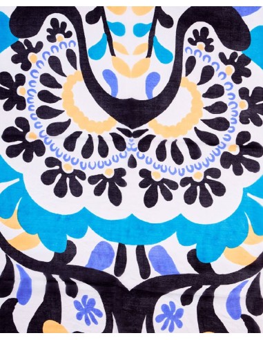 PAÑUELO CUADRADO ESTAMPADO FLOR NARANJA.