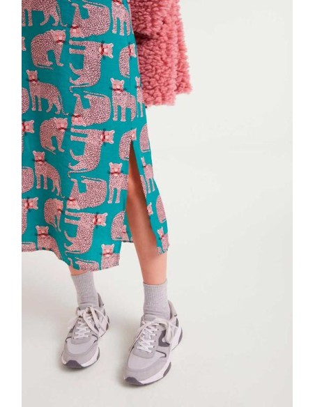 FALDA MIDI CON ESTAMPADO ONCA.