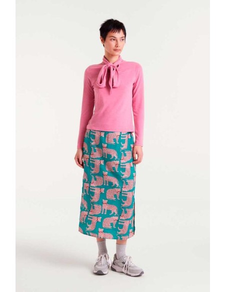 FALDA MIDI CON ESTAMPADO ONCA.