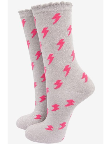 CALCETINES DE ALGODÓN,RELAMPAGOS CON PURPURINA.