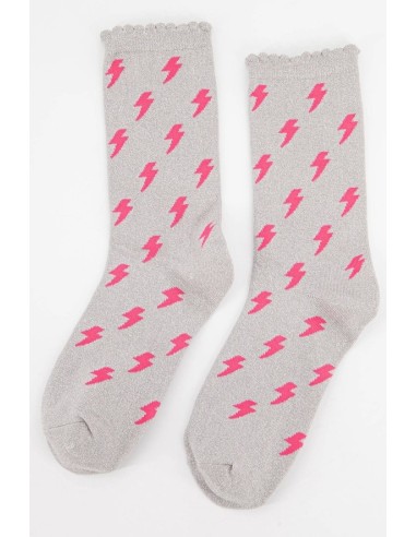 CALCETINES DE ALGODÓN,RELAMPAGOS CON PURPURINA.