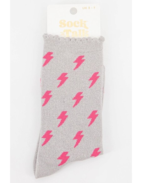 CALCETINES DE ALGODÓN,RELAMPAGOS CON PURPURINA.