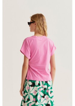 CAMISETA 100% ALGODÓN ROSA CON NUDO LATERAL 2