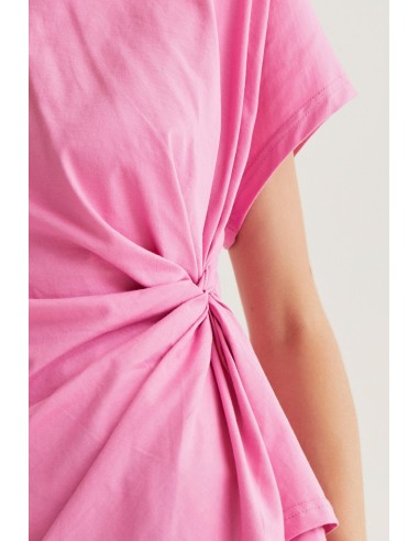 CAMISETA 100% ALGODÓN ROSA CON NUDO LATERAL