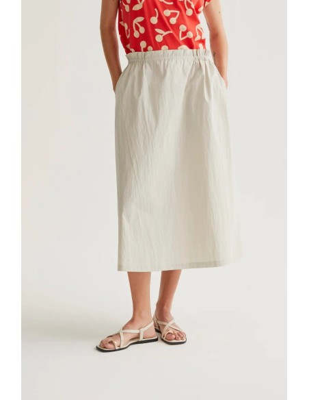 FALDA MIDI BLANCO ROTO