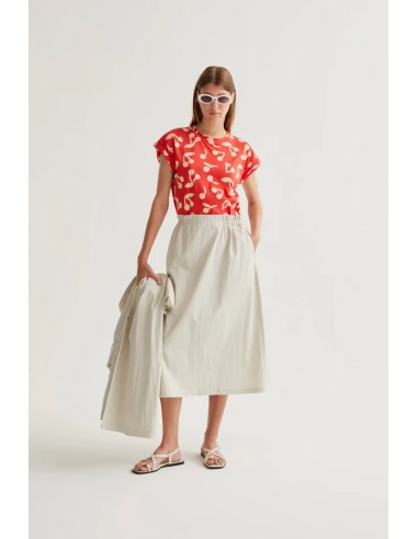 FALDA MIDI BLANCO ROTO