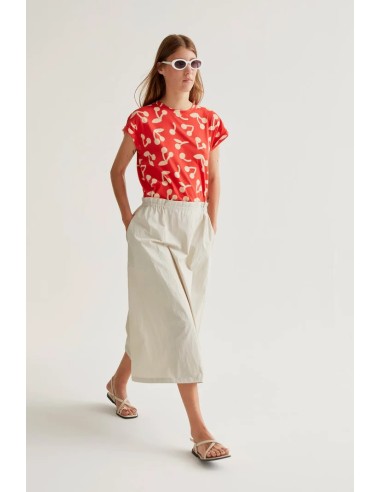 FALDA MIDI BLANCO ROTO