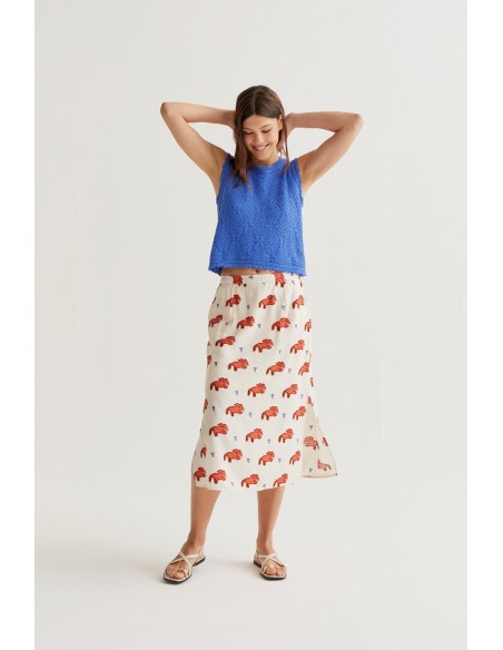 FALDA MIDI CON ESTAMPADO TOCHI