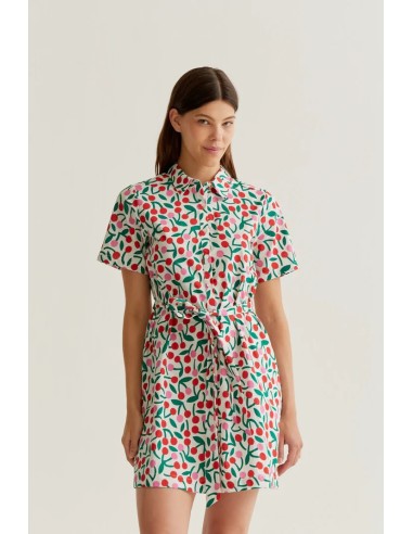 VESTIDO CORTO CON ESTAMPADO GUINDA