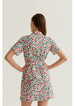 VESTIDO CORTO CON ESTAMPADO GUINDA 2