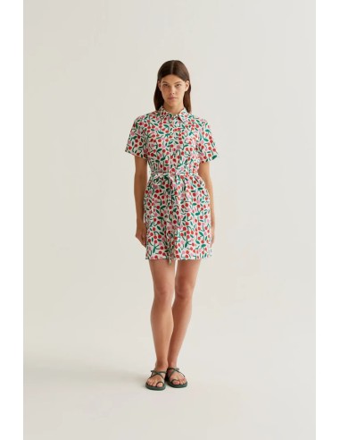 VESTIDO CORTO CON ESTAMPADO GUINDA