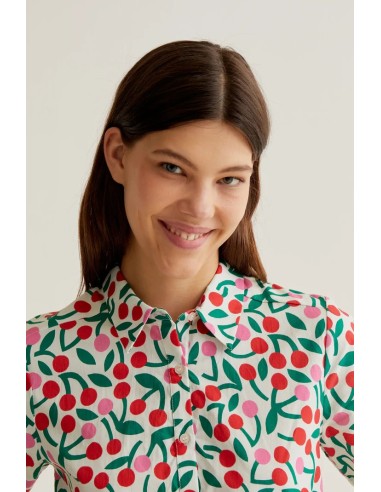 VESTIDO CORTO CON ESTAMPADO GUINDA