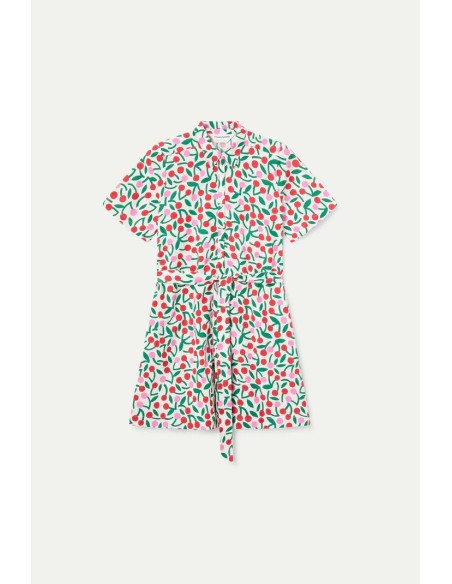 VESTIDO CORTO CON ESTAMPADO GUINDA