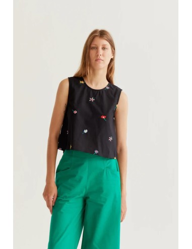 TOP CON ESTAMPADO BLACK GARDENER FLOWERS