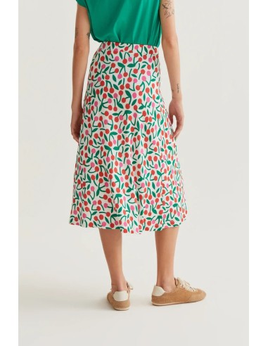 FALDA MIDI CON ESTAMPADO GUINDA