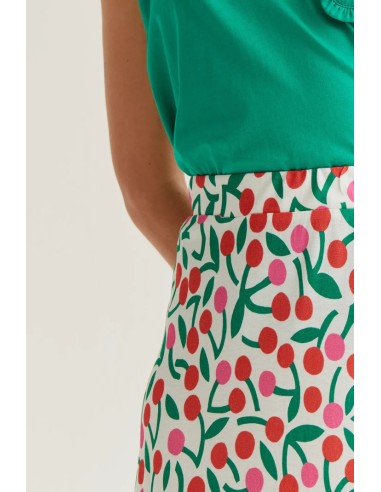 FALDA MIDI CON ESTAMPADO GUINDA