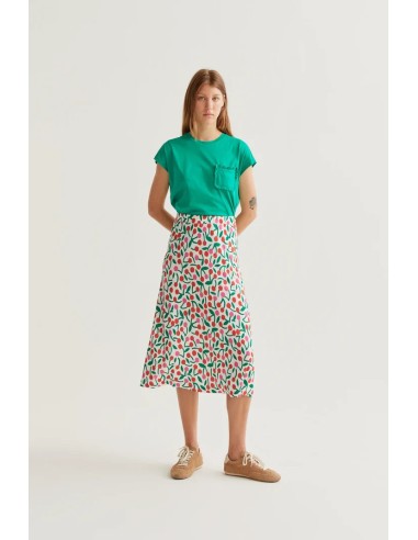 FALDA MIDI CON ESTAMPADO GUINDA